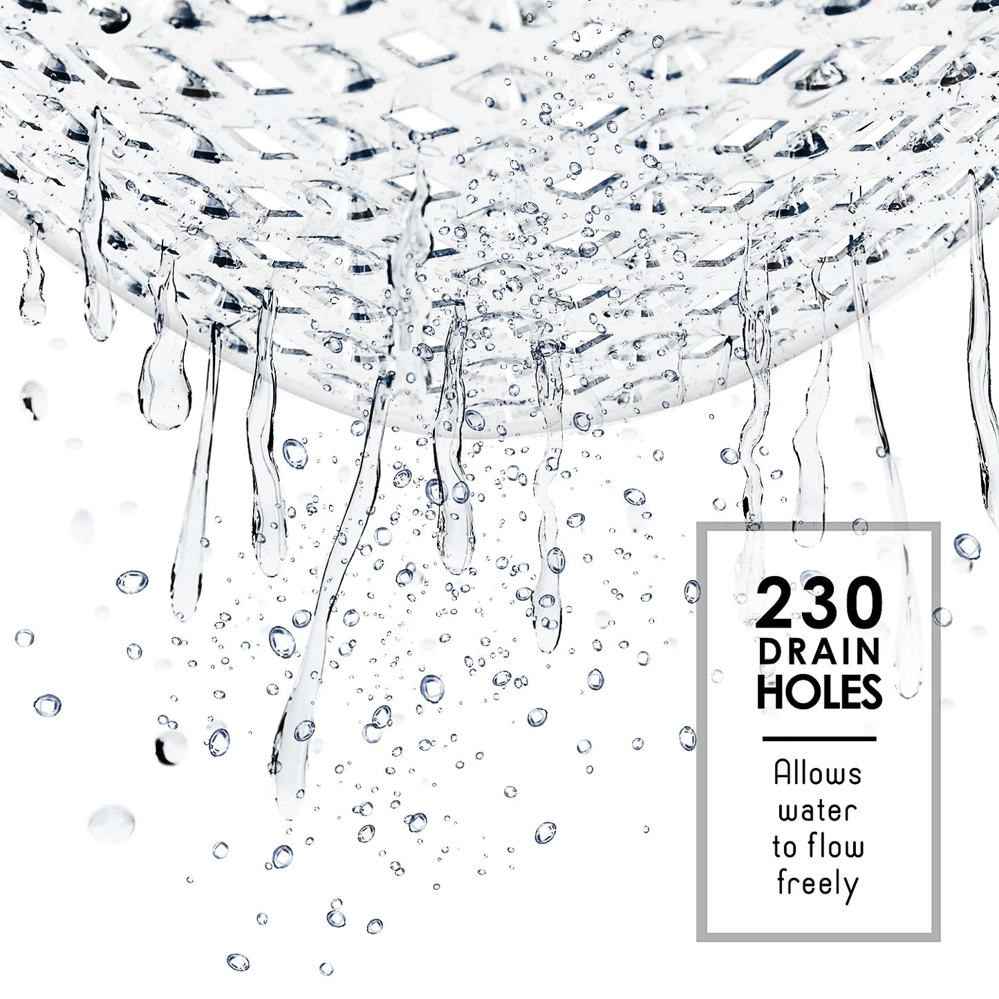 Virtu Non-Slip Mold Resistant Bathtub Mat with Suction Cups and Drain Holes, Heavy Duty Shower Mat, Clear