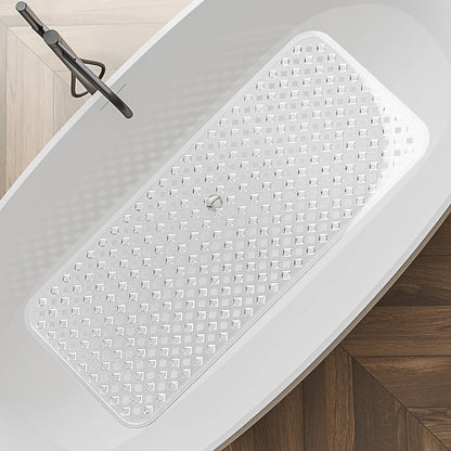 Virtu Non-Slip Mold Resistant Bathtub Mat with Suction Cups and Drain Holes, Heavy Duty Shower Mat, Clear