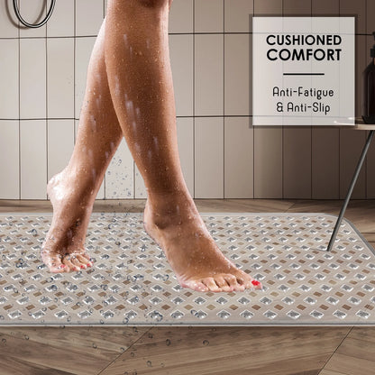 Virtu Non-Slip Mold Resistant Bathtub Mat with Suction Cups and Drain Holes, Heavy Duty Shower Mat, Clear