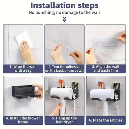 Hair Dryer Holder Wall Dryer Cradle Straightener Stand Hairdryer Organizer Box Toilet Blower Holder Shelf Bathroom Accessories